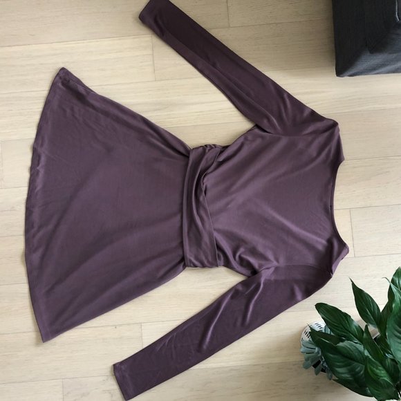 Dynamite Purple Long Sleeve Wrap Dress - Picture 3 of 8
